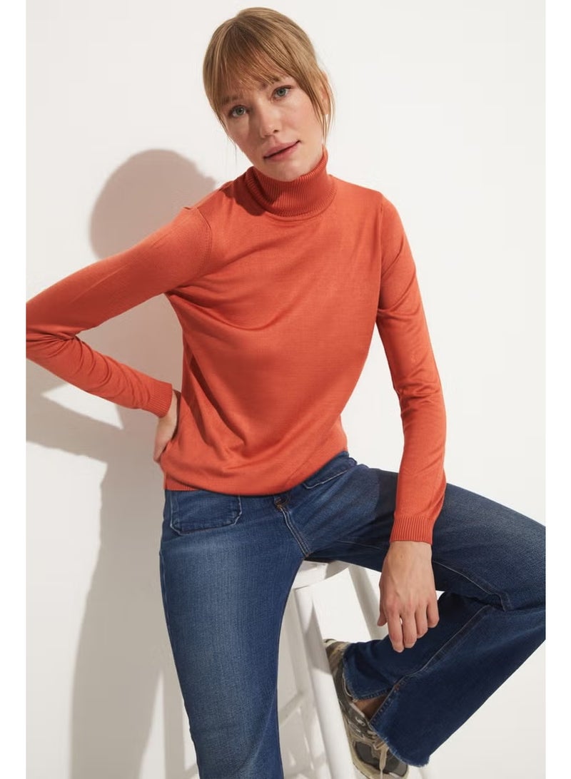 JUNE Women's Exclusive Viscose Blend Regular Fit Turtleneck Knitwear Sweater - Image 4